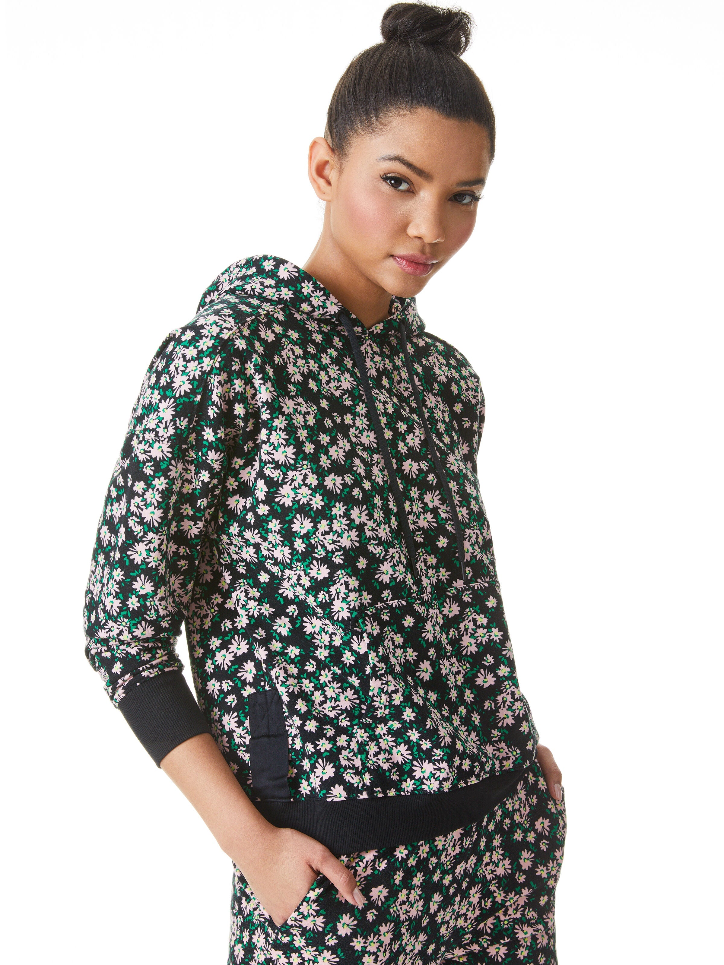 RONAN CUT OUT HOODIE-MONTEREY DITSY BLACK-ALICE + OLIVIA