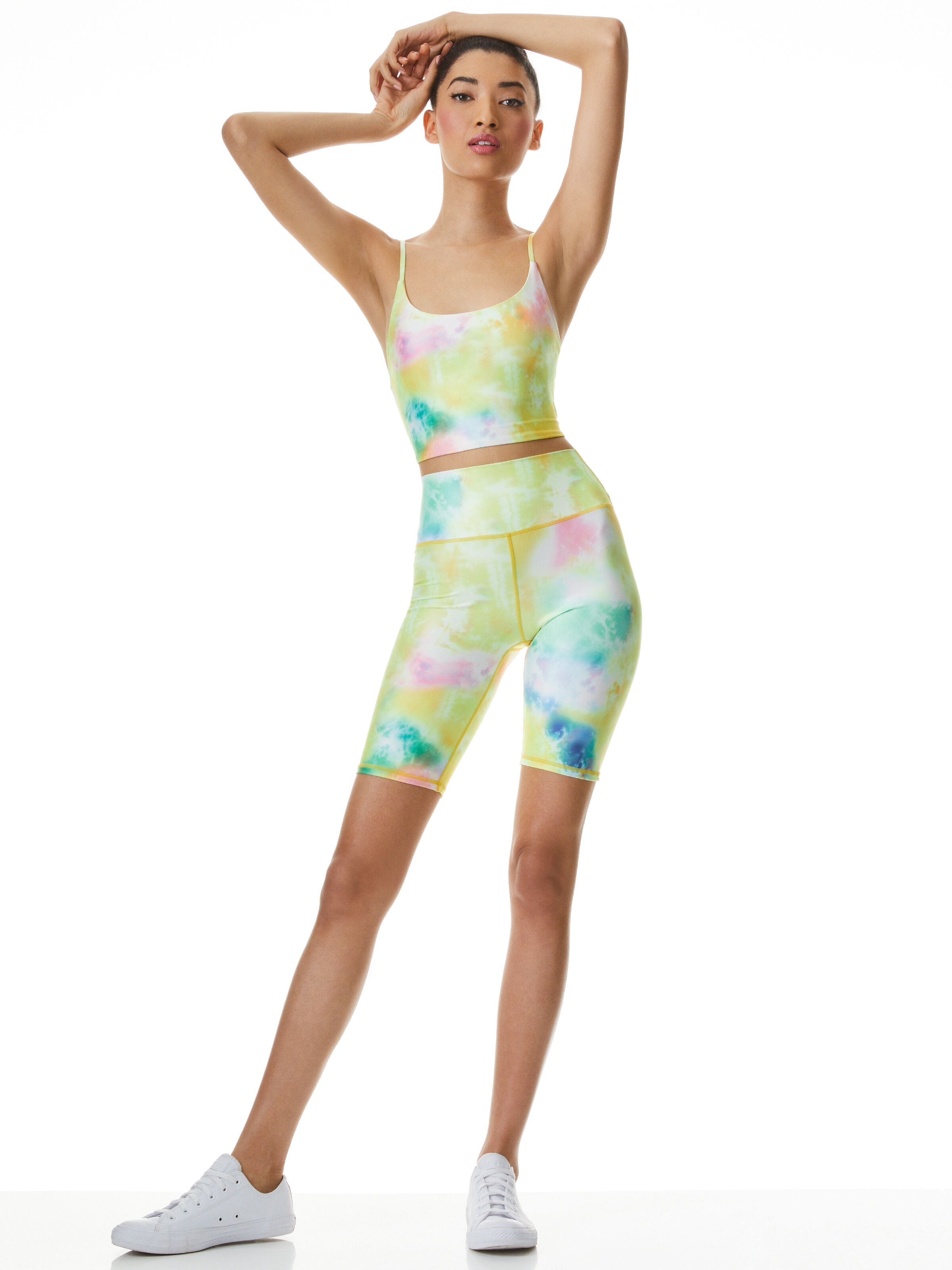 AARON HIGH WAIST BIKER SHORT-BEACHSIDE TIE DYE-ALICE + OLIVIA