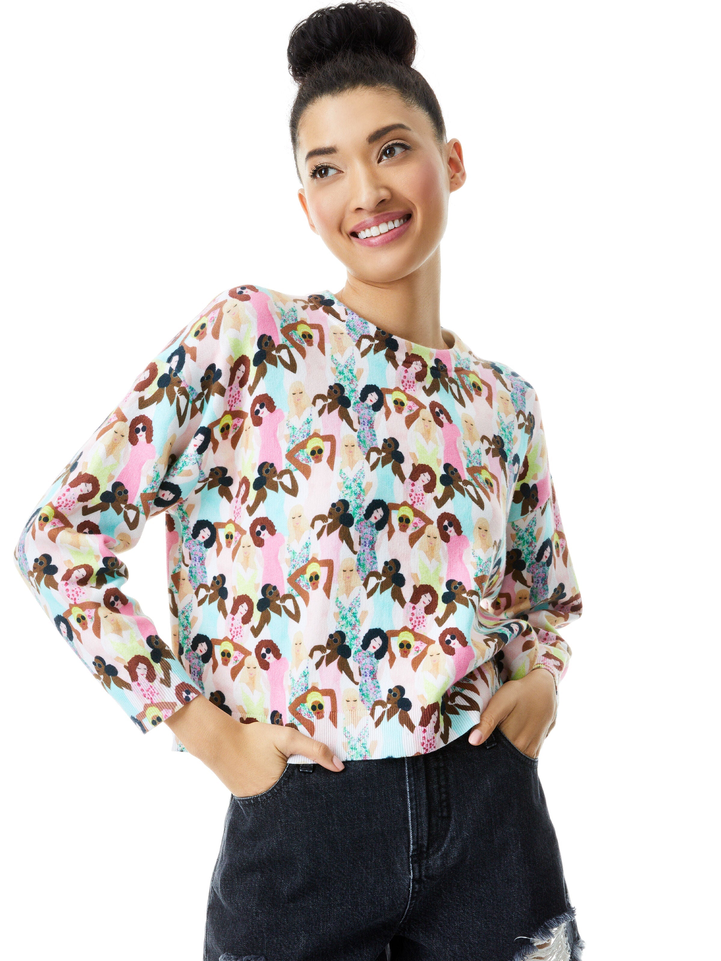 GLEESON PRINTED PULLOVER-MULTI-ALICE + OLIVIA