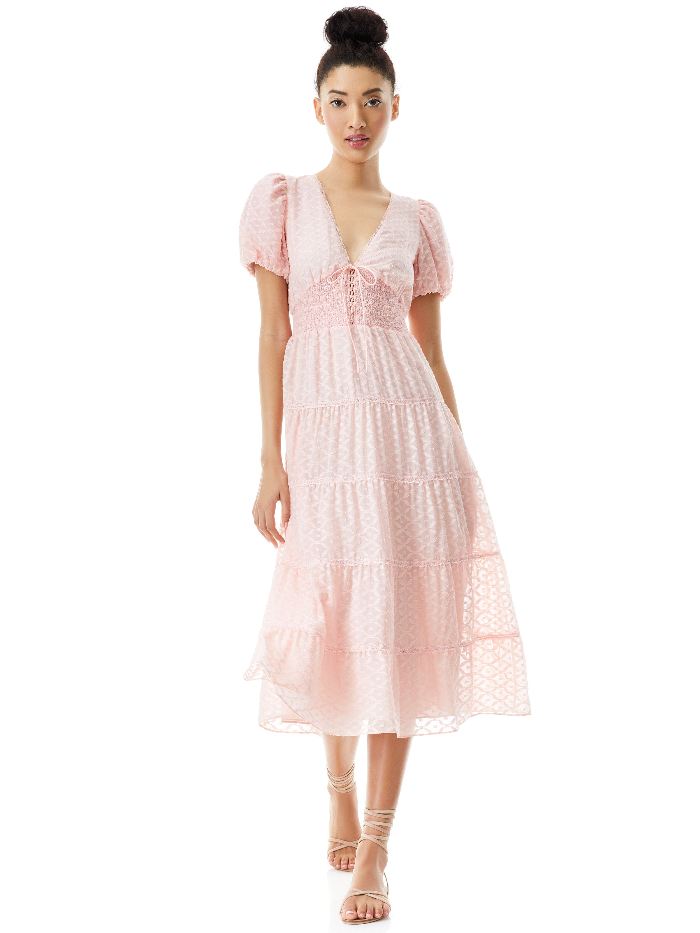 TIA PUFF SLEEVE MIDI DRESS-ALICE + OLIVIA