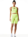 AARON HIGH WAIST BIKER SHORT-NEON KEYLIME-ALICE + OLIVIA