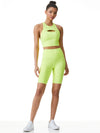 AARON HIGH WAIST BIKER SHORT-NEON KEYLIME-ALICE + OLIVIA