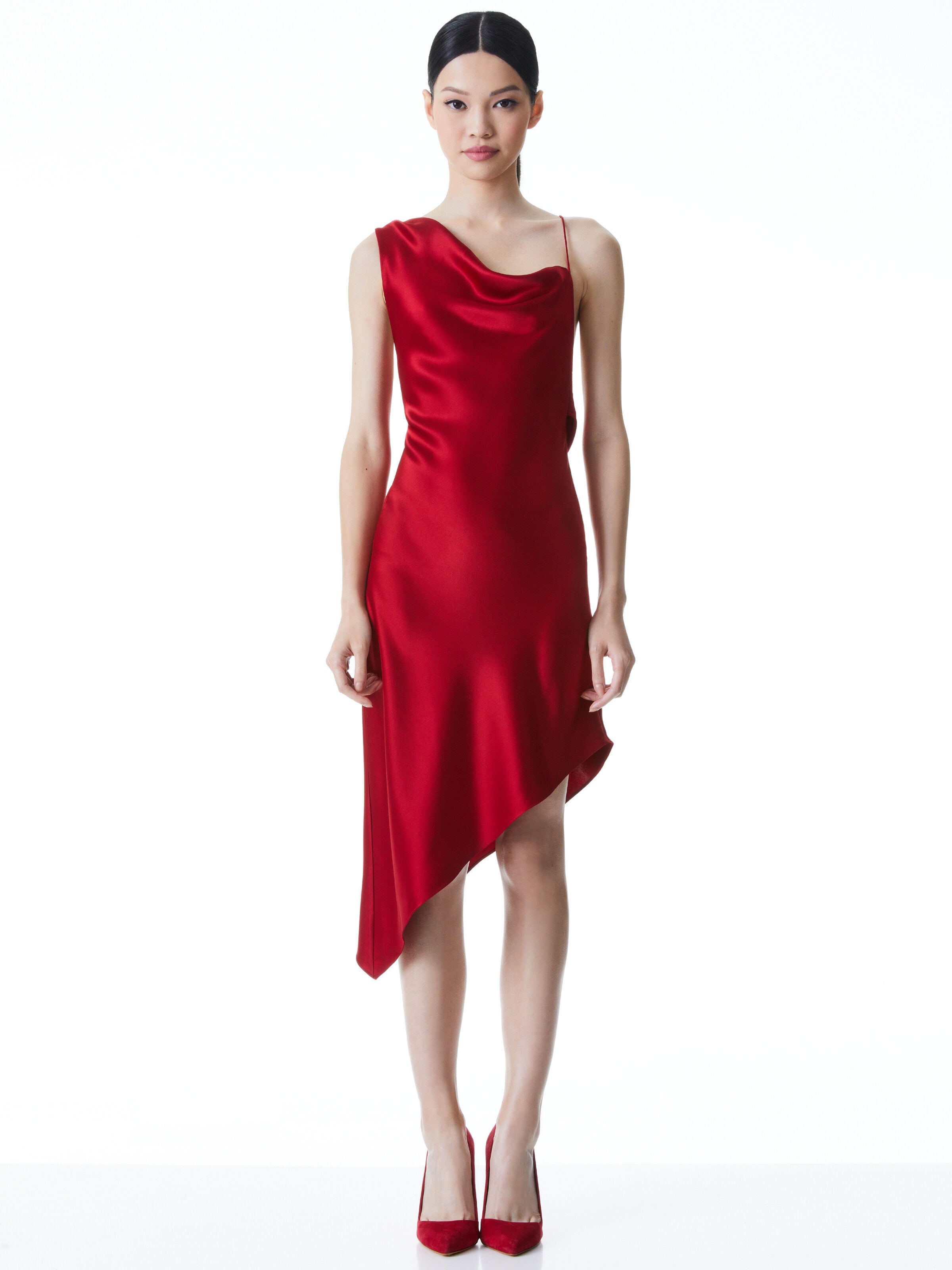 LANDON ASYMMETRICAL MINI DRESS-ALICE + OLIVIA