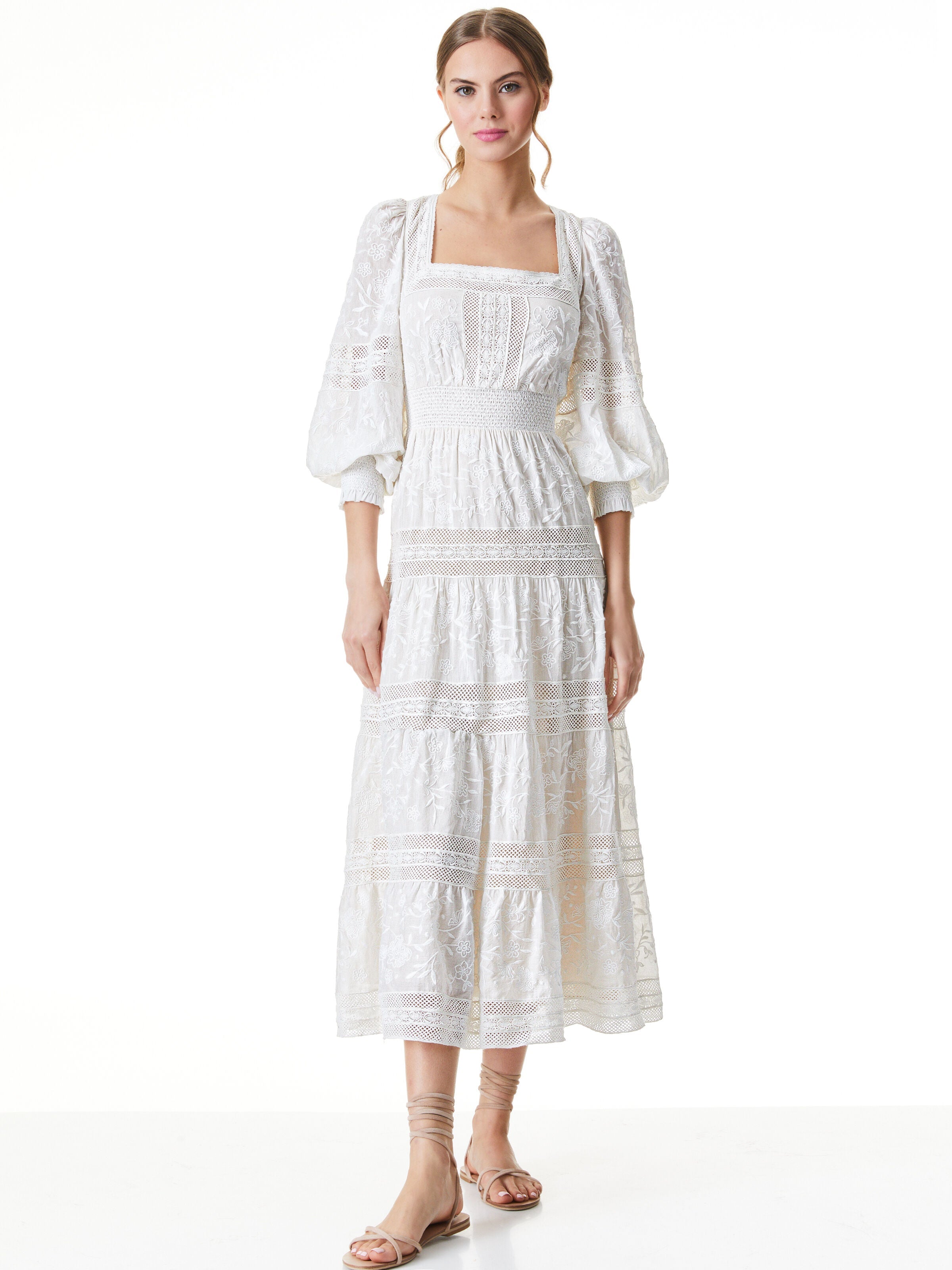 FINLEY EMBROIDERED MIDI DRESS-ALICE + OLIVIA