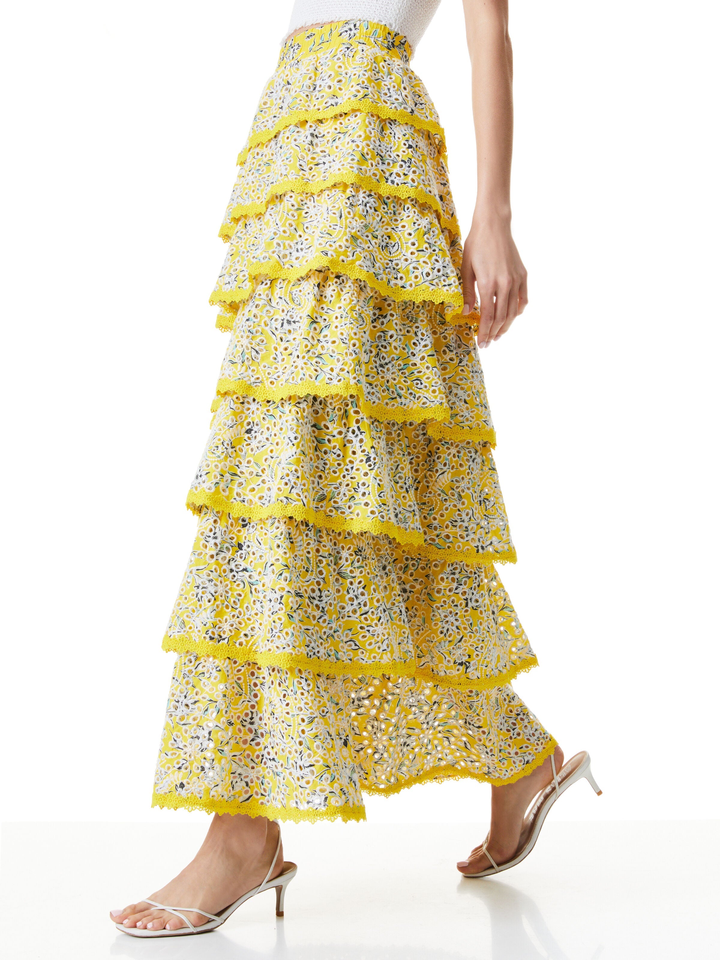 JIA TIERED RUFFLE MAXI SKIRT-FREE SWINGING SUNBEAM-ALICE + OLIVIA