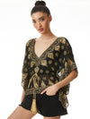 SHARITA EMBELLISHED CAFTAN TOP-BLACK/GOLD-ALICE + OLIVIA