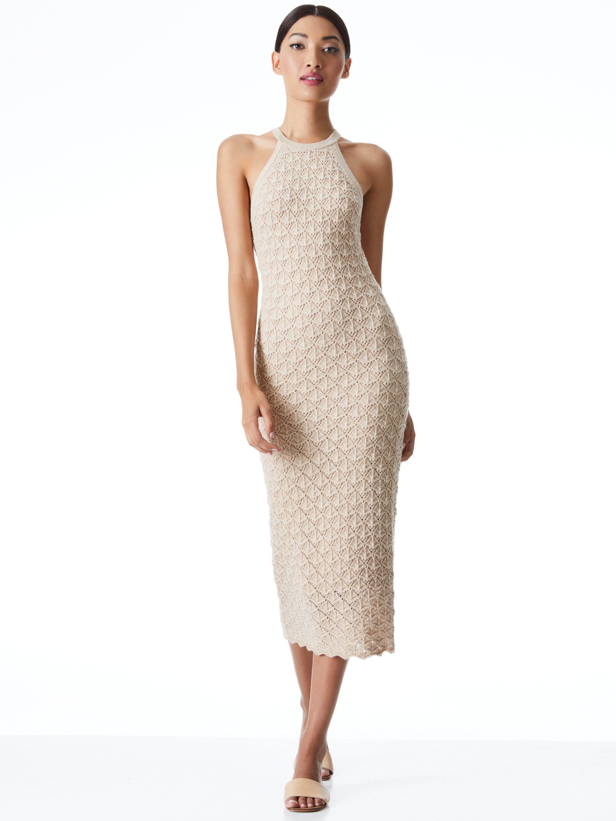 LULU HALTER NECK MIDI DRESS-ALICE + OLIVIA