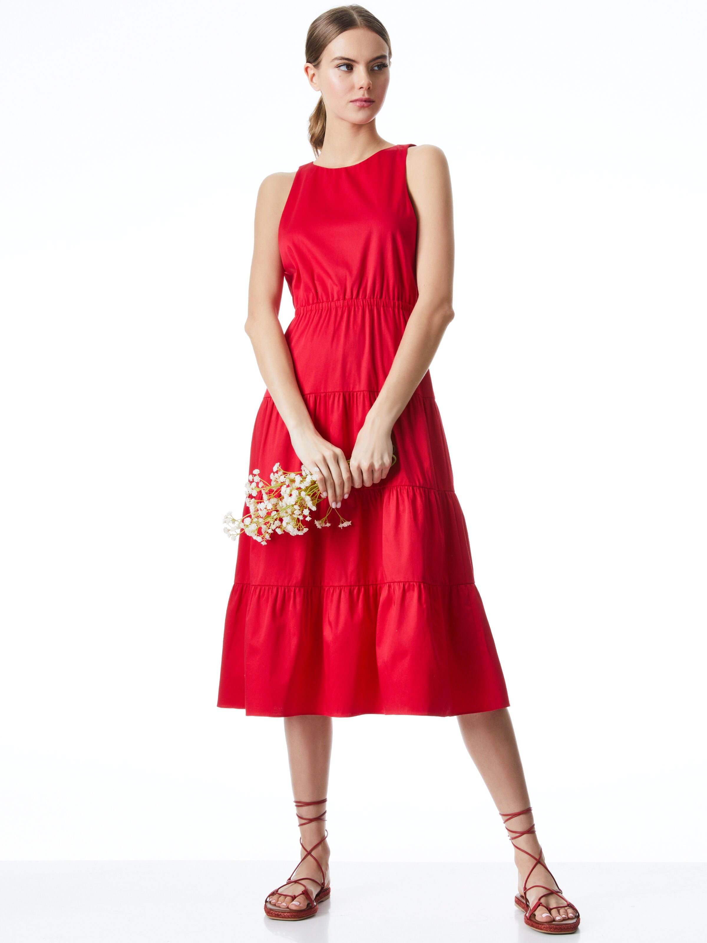 HARTLEY OPEN BACK MIDI DRESS-RUBY-ALICE + OLIVIA