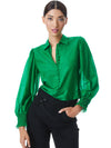 JOEY BUTTON FRONT BLOUSE-DARK EMERALD-ALICE + OLIVIA