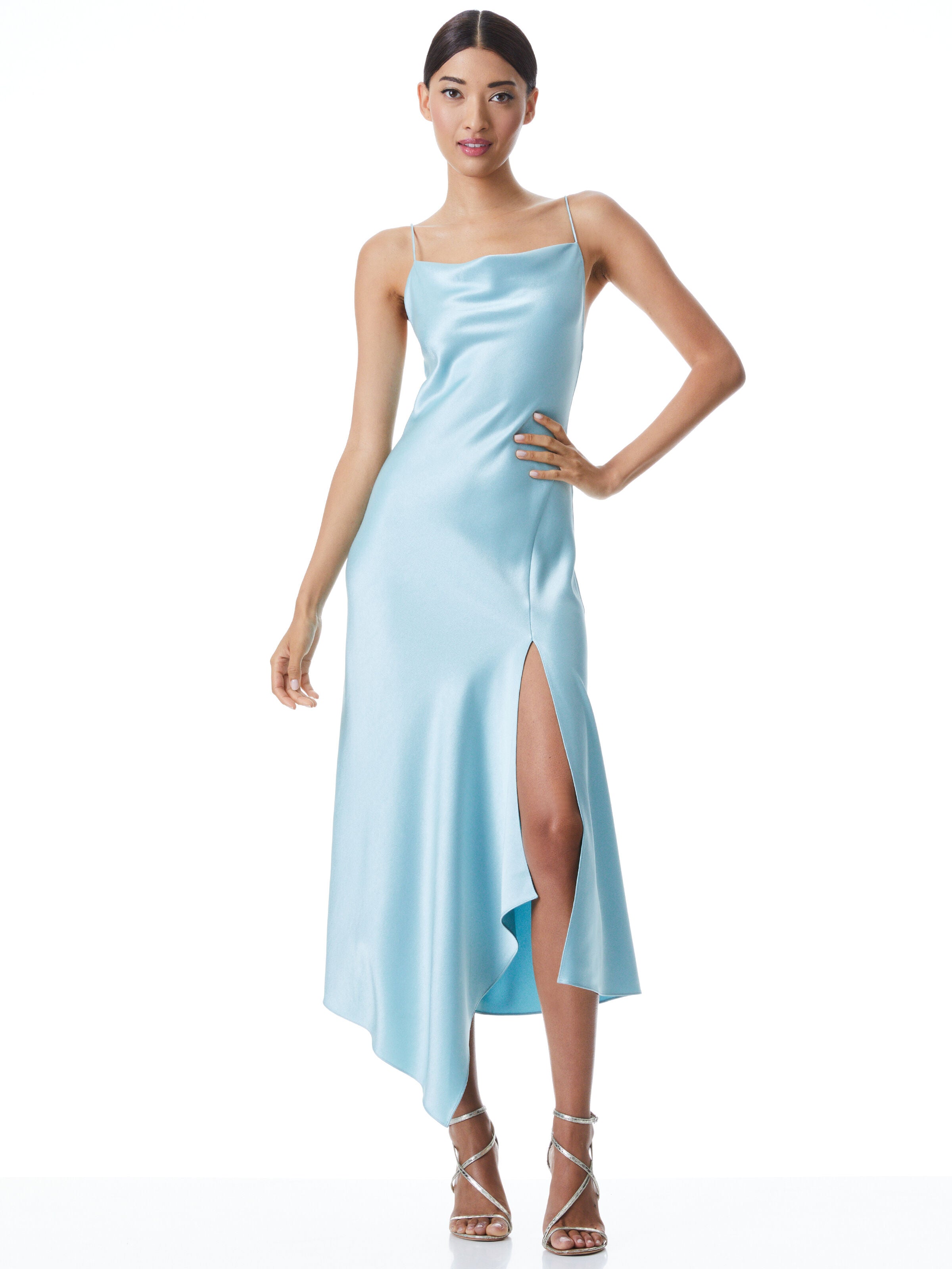 HARMONY DRAPEY SLIP MIDI DRESS-ALICE + OLIVIA