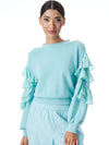EVALYN RUFFLE SLEEVE SWEATSHIRT-WATERFALL-ALICE + OLIVIA