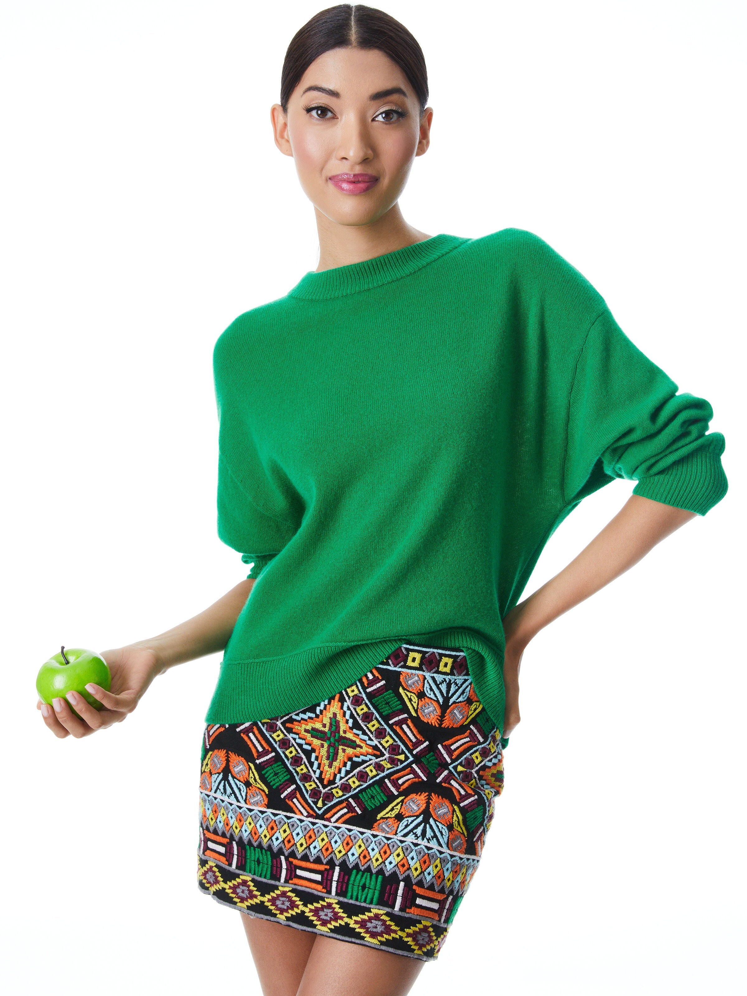 DENVER ROUND HEM SWEATER-ALICE + OLIVIA