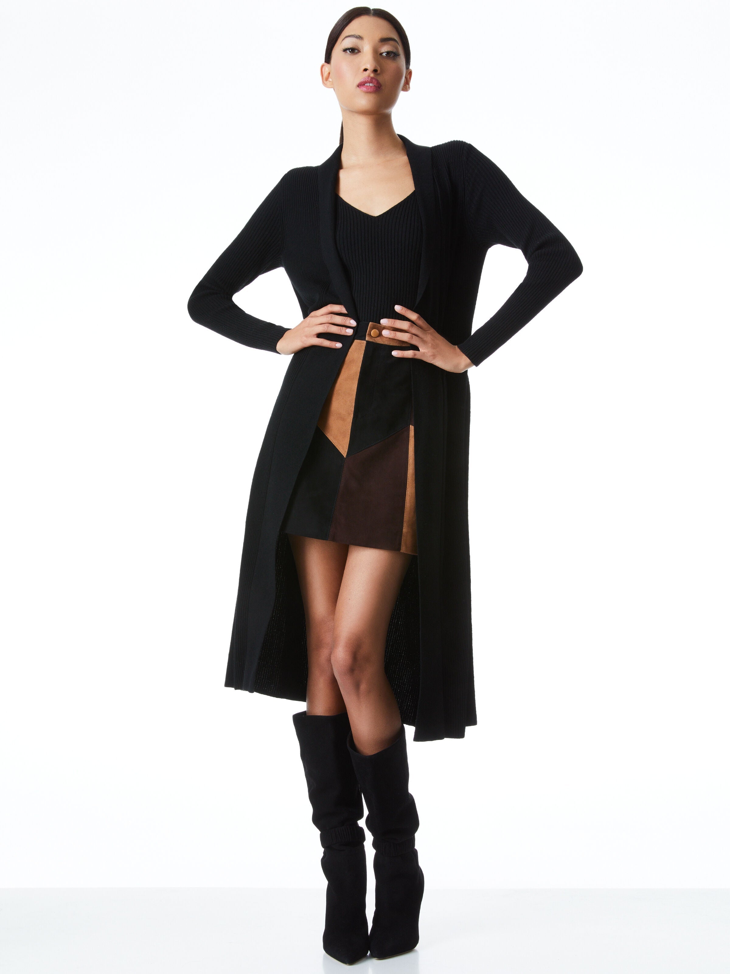 WAVERLY LONG RIBBED CARDIGAN-ALICE + OLIVIA