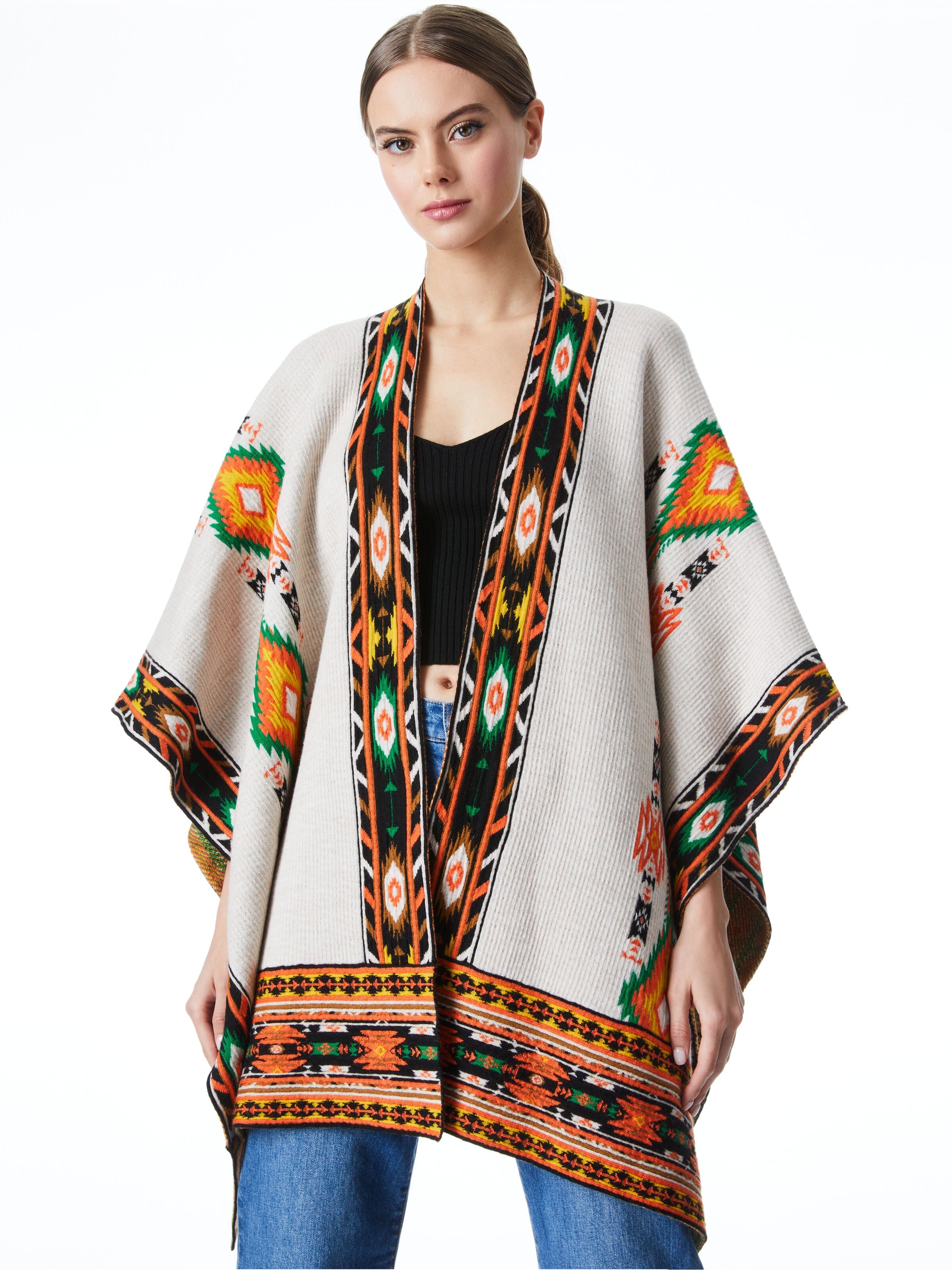 KAMALA JACQUARD PONCHO-MULTI-ALICE + OLIVIA