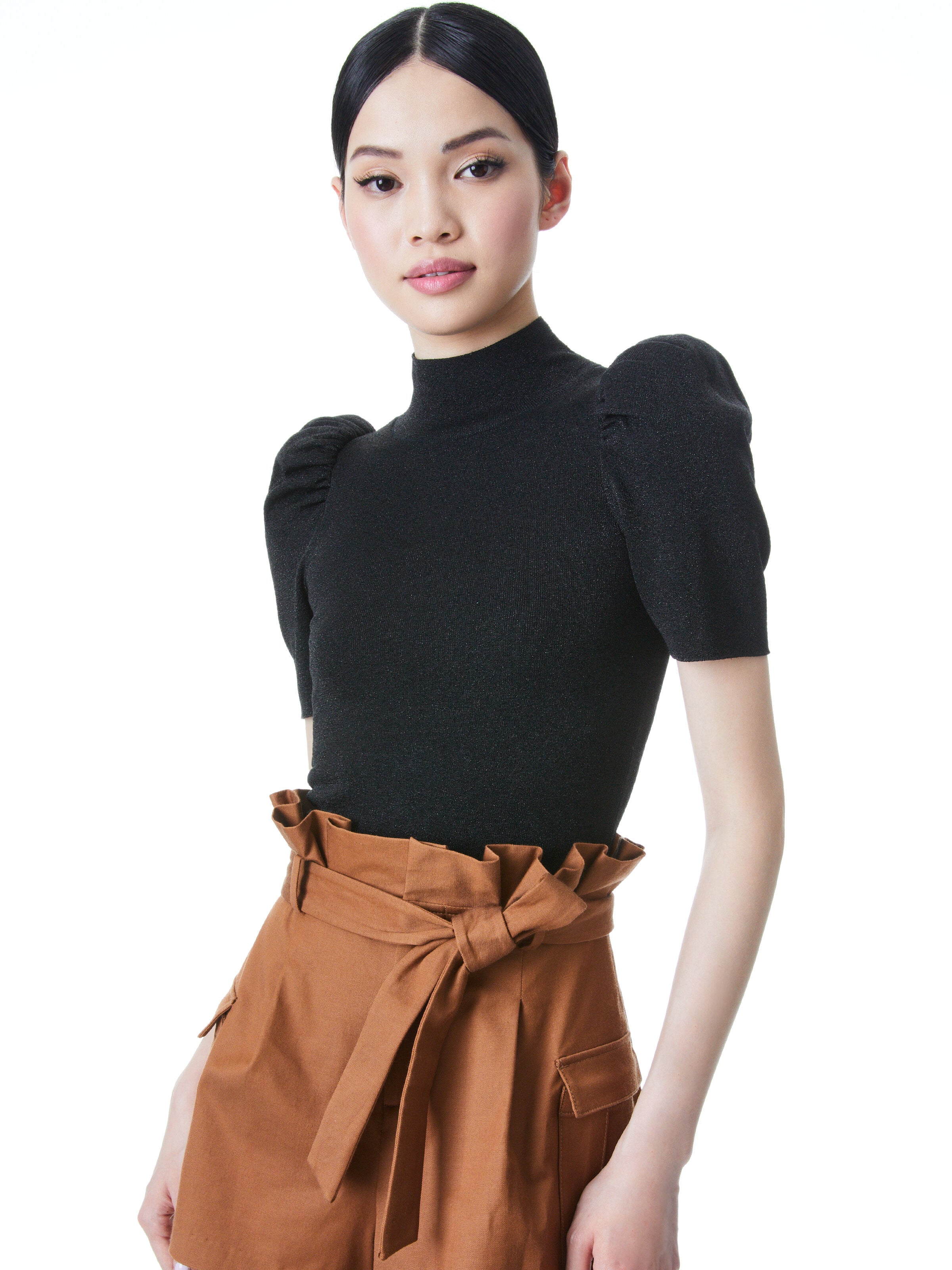 ISSA PUFF SLEEVE TURTLENECK-ALICE + OLIVIA