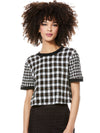 PIERA PLAID CROPPED TEE-SHAW PLAID LG BLACK-ALICE + OLIVIA