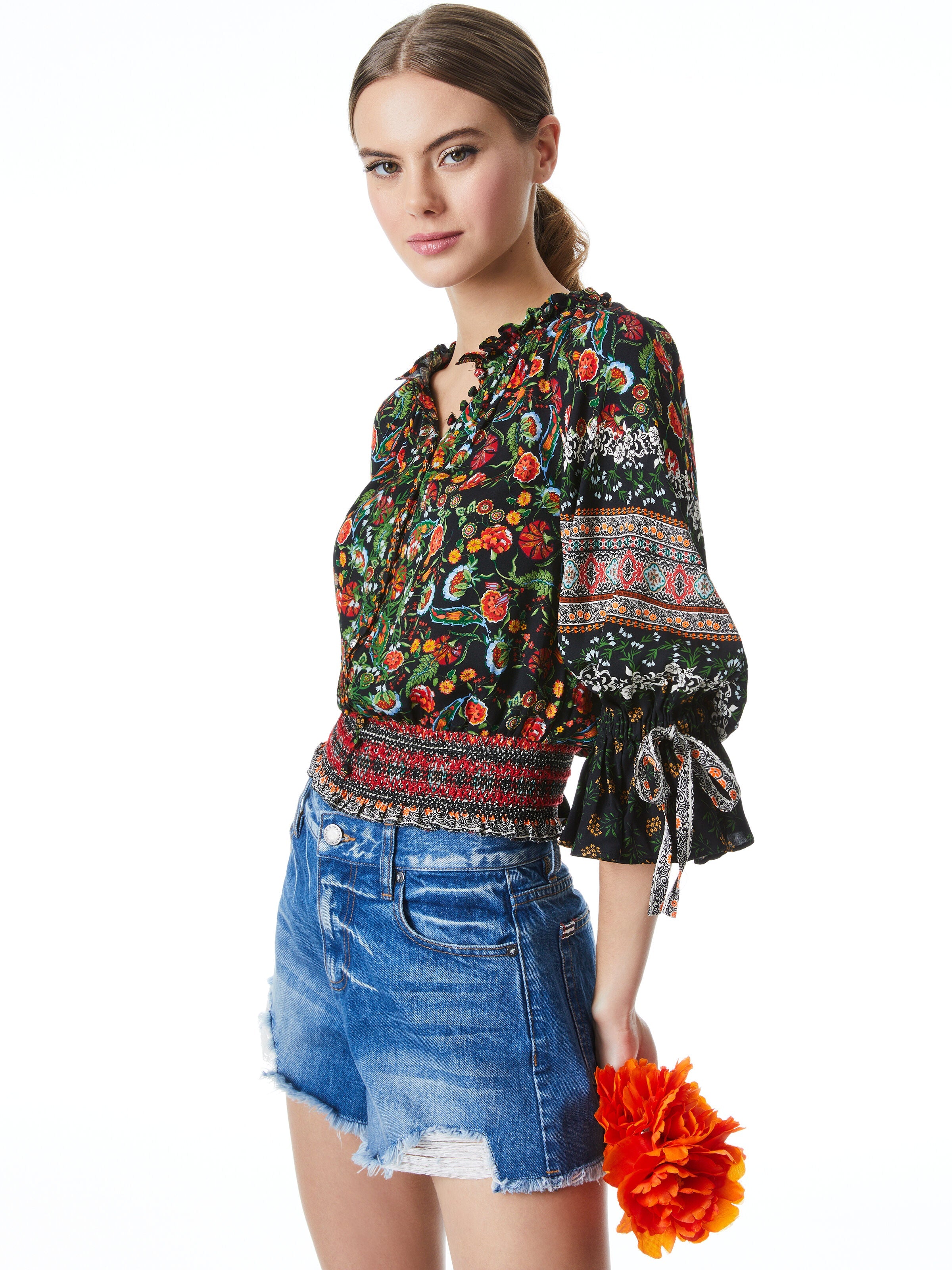 KORA FLORAL CROPPED BLOUSE