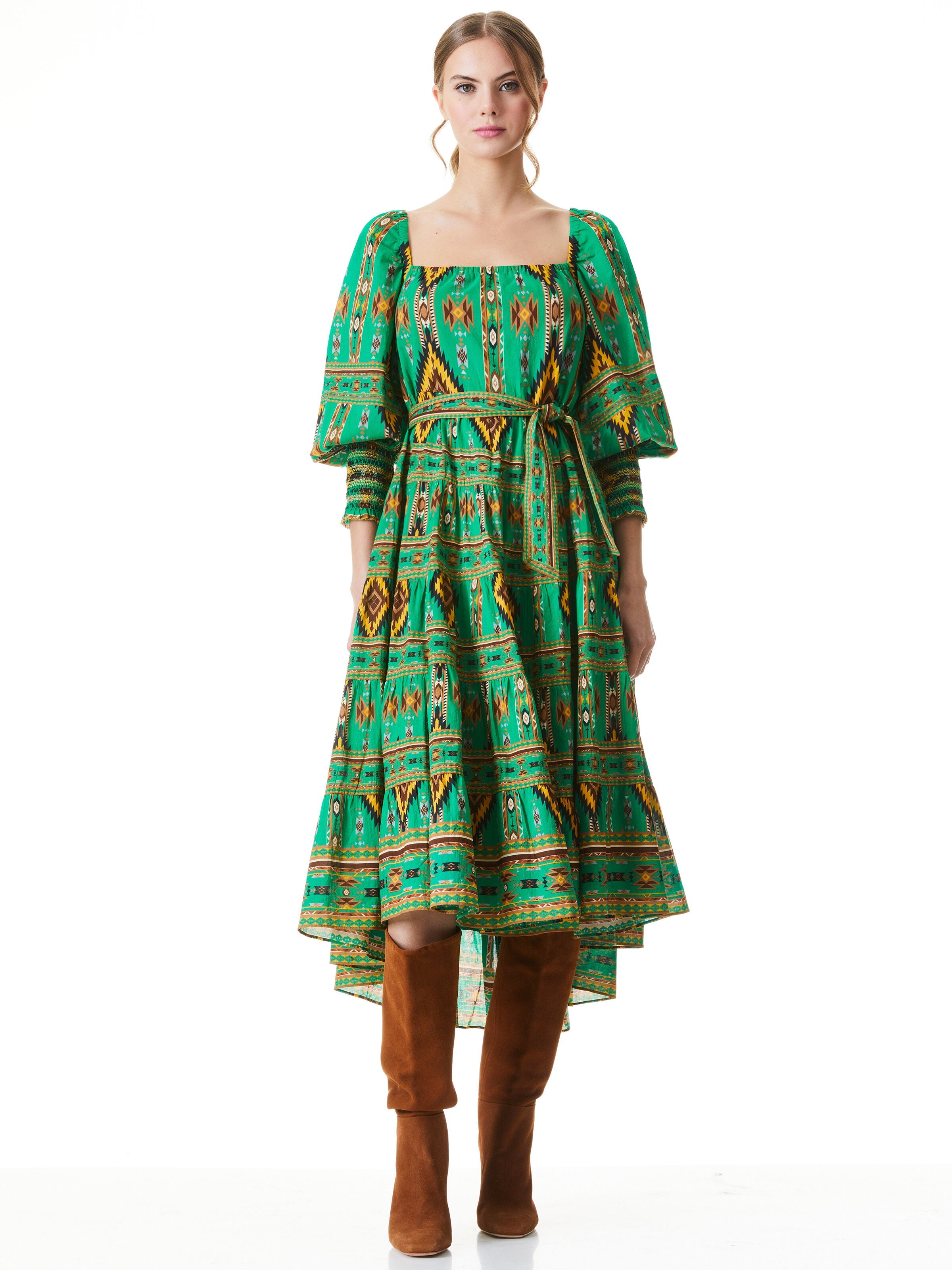 ROWEN SQUARE NECK MIDI DRESS-ALICE + OLIVIA
