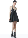 LAURENA EMBELLISHED TIE NECK MINI DRESS-ALICE + OLIVIA