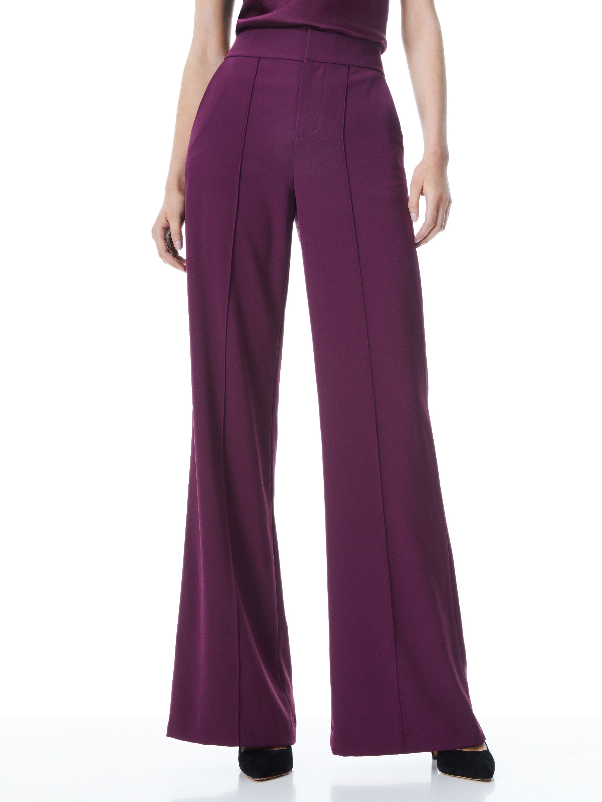 DYLAN HIGH WAISTED WIDE LEG PANT-Black-ALICE + OLIVIA