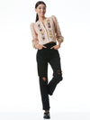 KITTY PUFF SLEEVE CARDIGAN-ALMOND/MULTI-ALICE + OLIVIA