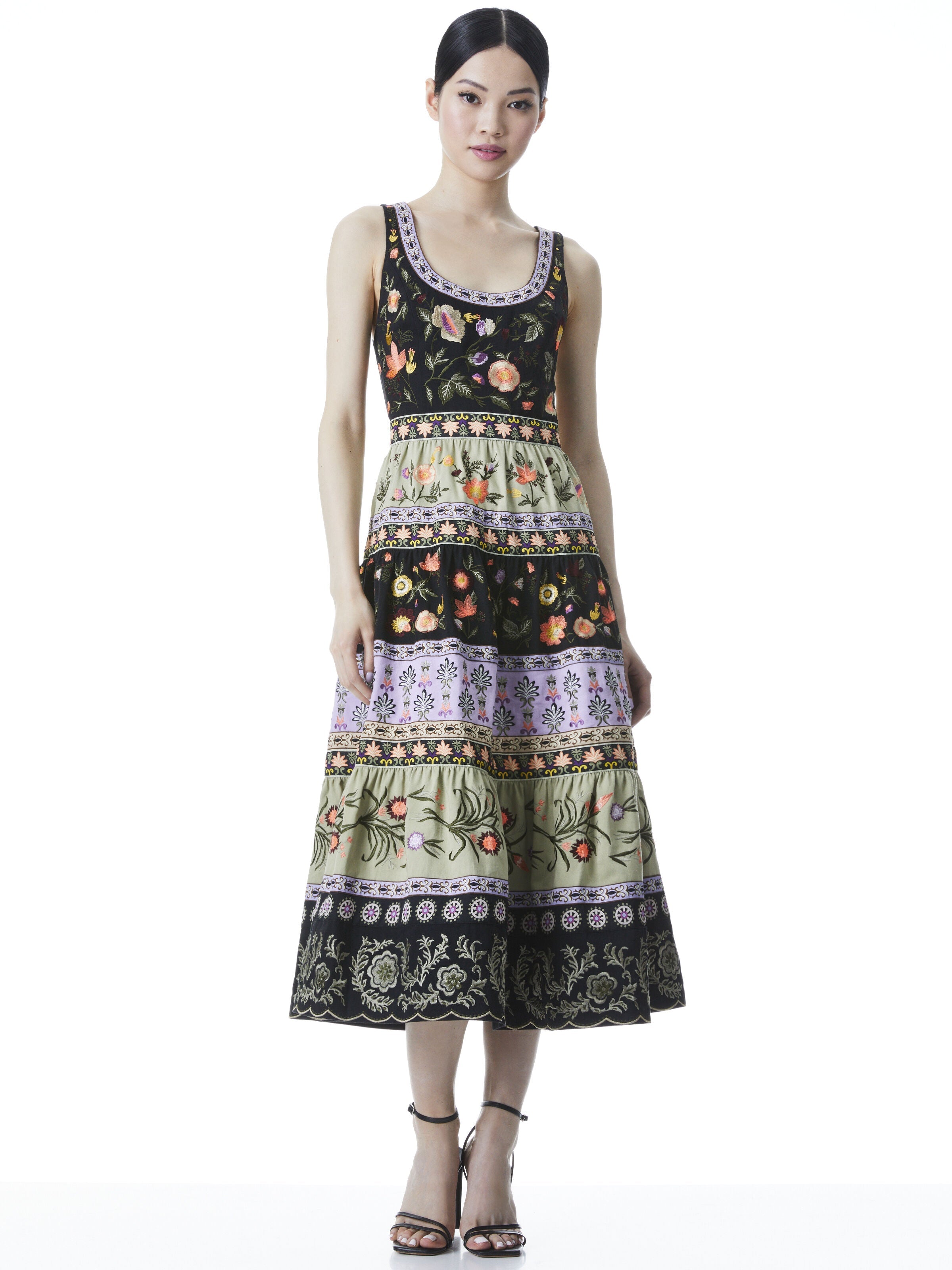 ARYA EMBROIDERED MIDI GOWN DRESS-ALICE + OLIVIA