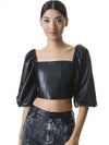 BRONTE VEGAN LEATHER BUSTIER TOP-ALICE + OLIVIA