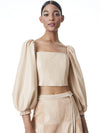 BRONTE VEGAN LEATHER BUSTIER TOP-ALICE + OLIVIA