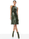 LEANDRA VEGAN LEATHER MIDI DRESS-ALMOND-ALICE + OLIVIA
