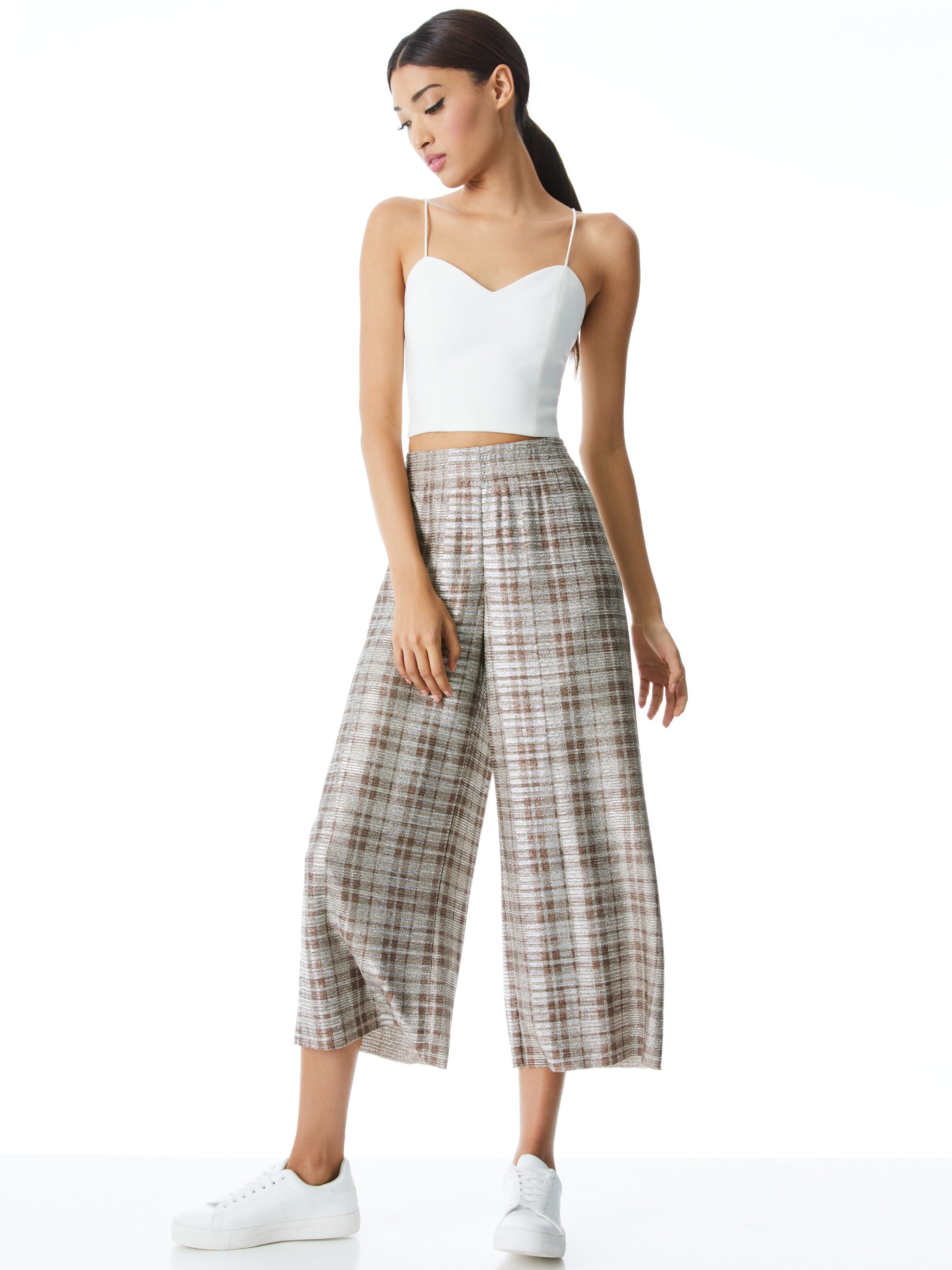 ELBA METALLIC ANKLE PANT-SILVER MULTI-ALICE + OLIVIA