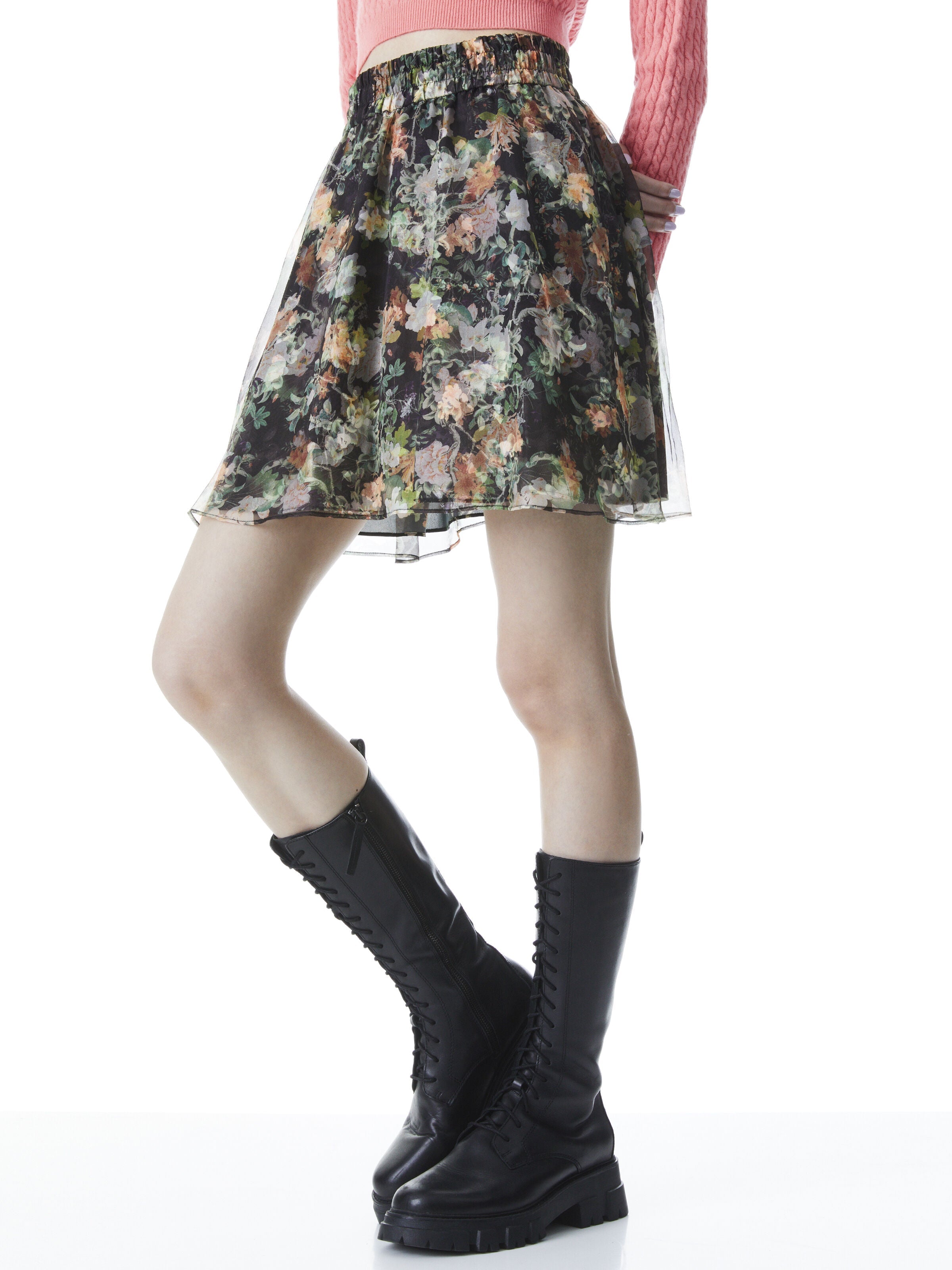 DIONNE FLORAL MINI SKIRT-ALICE + OLIVIA