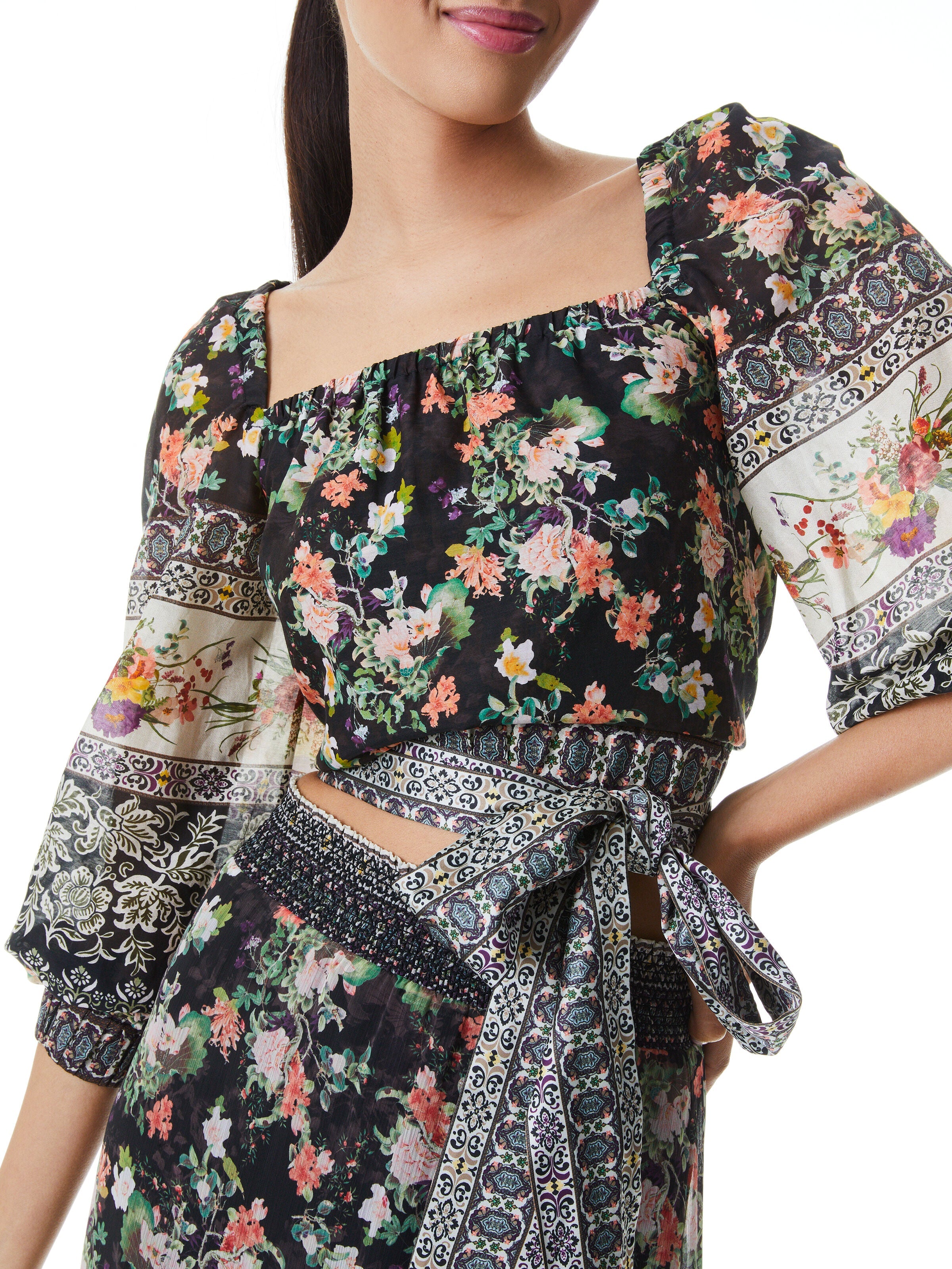 CLARABELLE TIE FRONT BLOUSE-DREAM CASTLE-ALICE + OLIVIA