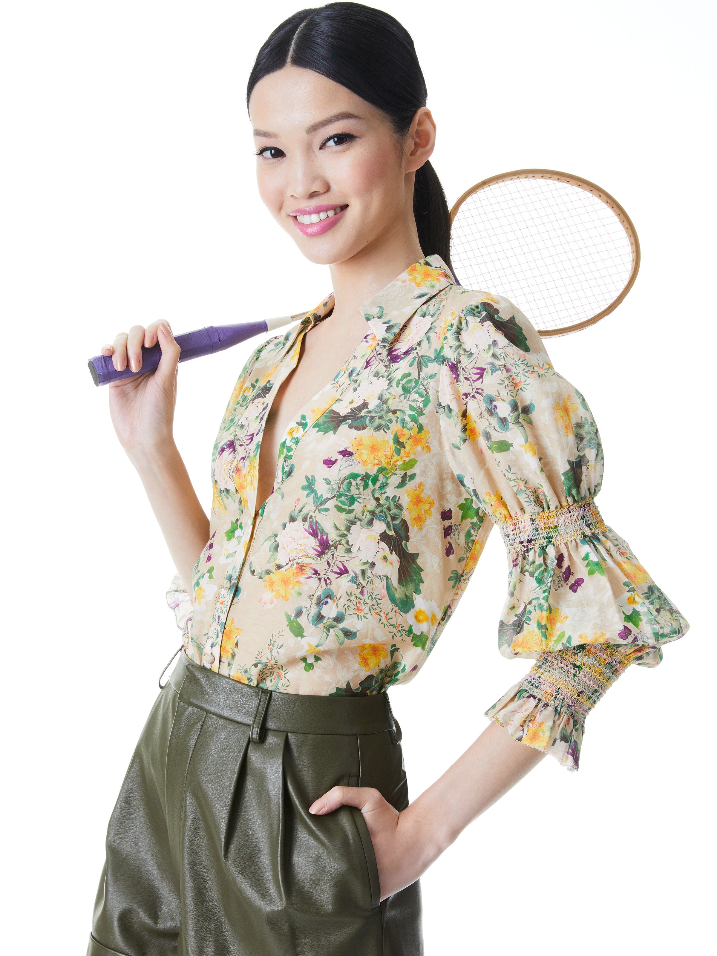 COSIMA FLORAL BUTTON DOWN BLOUSE -ALICE + OLIVIA