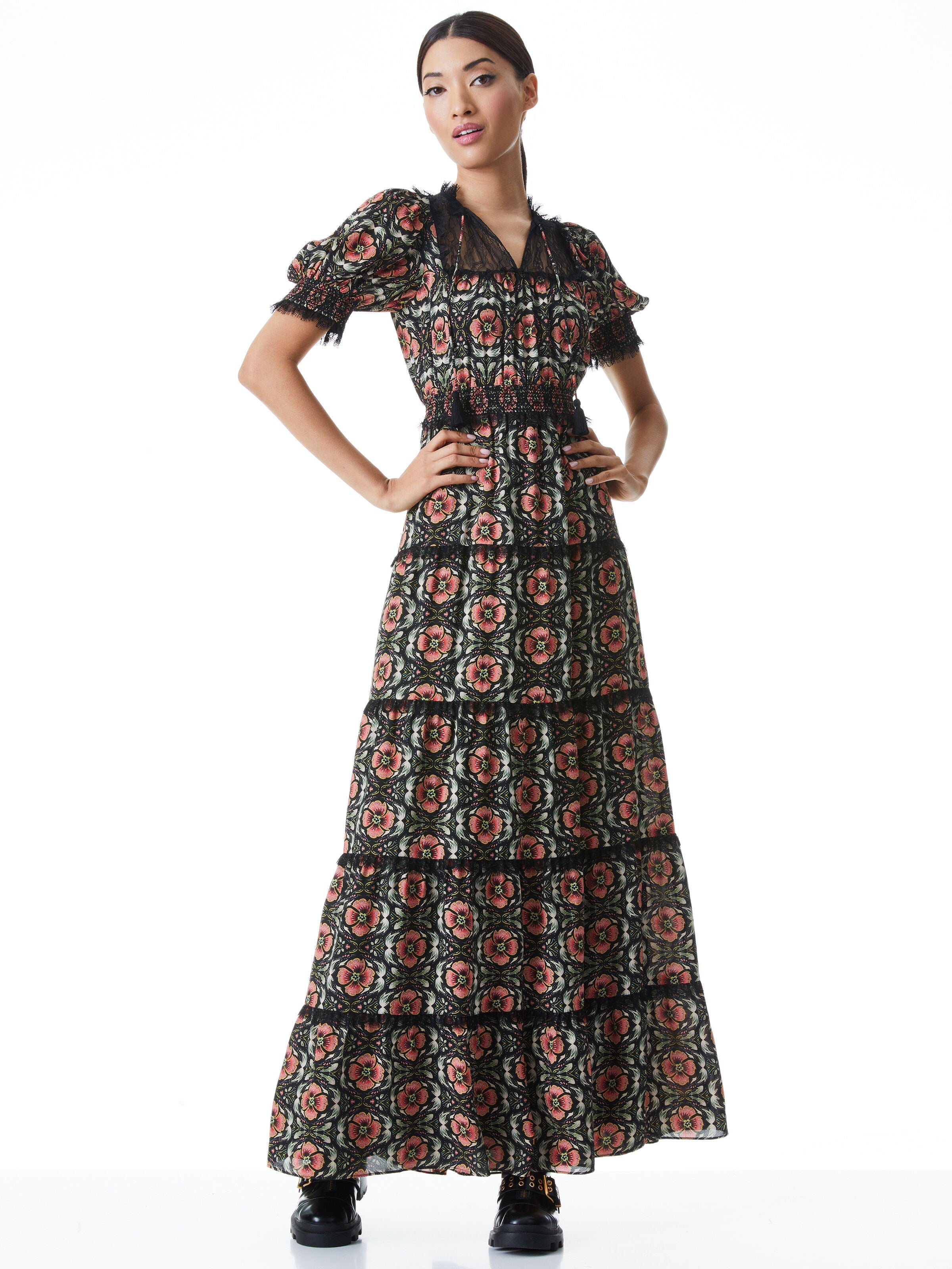 LYNLEY PUFF SLEEVE MAXI DRESS-ALICE + OLIVIA