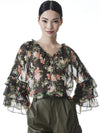 KALLIE RUFFLE SLEEVE BLOUSE-ROMANCE BLACK-ALICE + OLIVIA