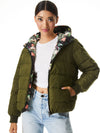 DURHAM REVERSIBLE HOODED PUFFER-ROMANCE BLACK/OLIVE-ALICE + OLIVIA