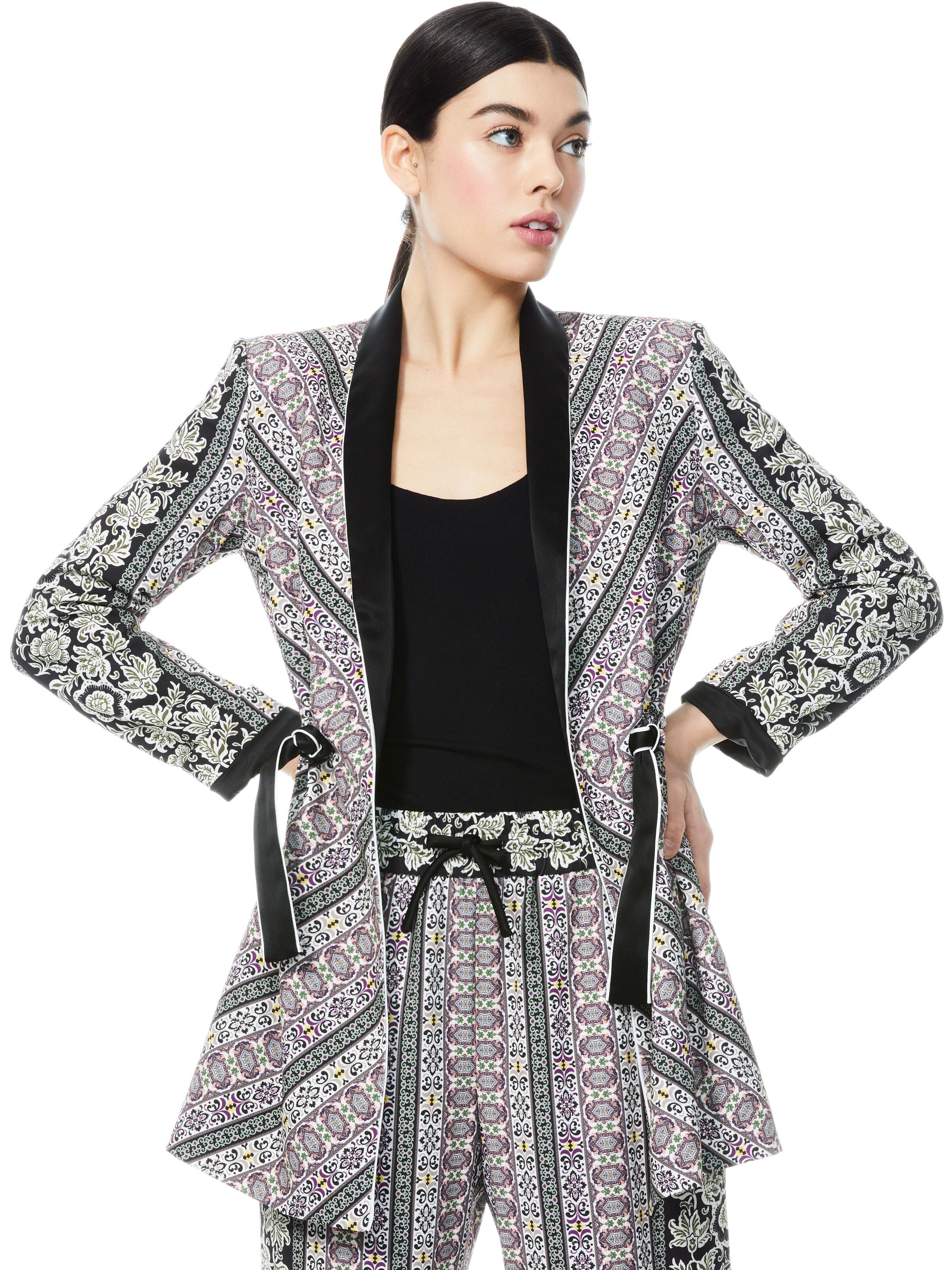 LINCOLN DRAWSTRING WAIST BLAZER-DREAM CASTLE/COMBO-ALICE + OLIVIA