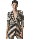 BREANN HOUNDSTOOTH FITTED BLAZER-ALMOND/BLACK-ALICE + OLIVIA