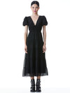 TIA PUFF SLEEVE MIDI DRESS-ALICE + OLIVIA
