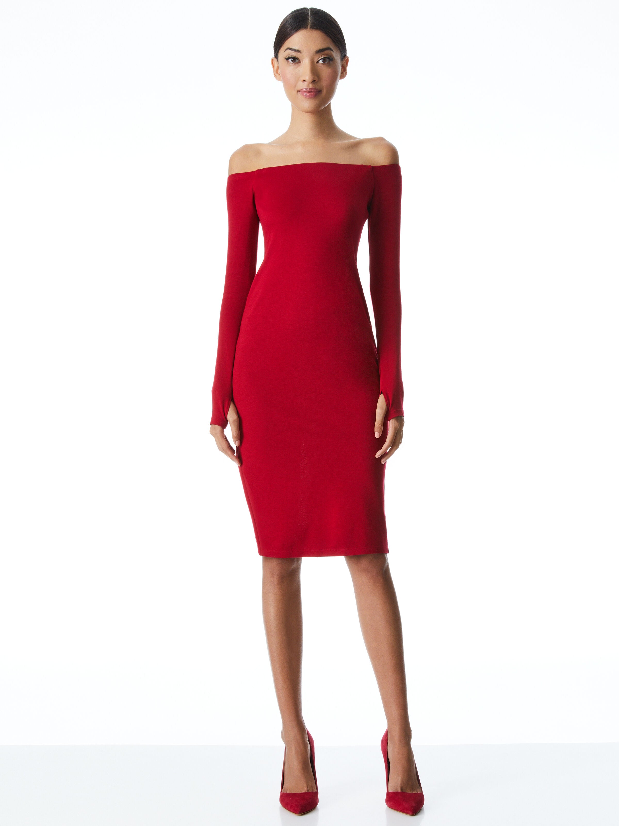 DORINDA OFF SH LS FTD MIDI DRE-ALICE + OLIVIA