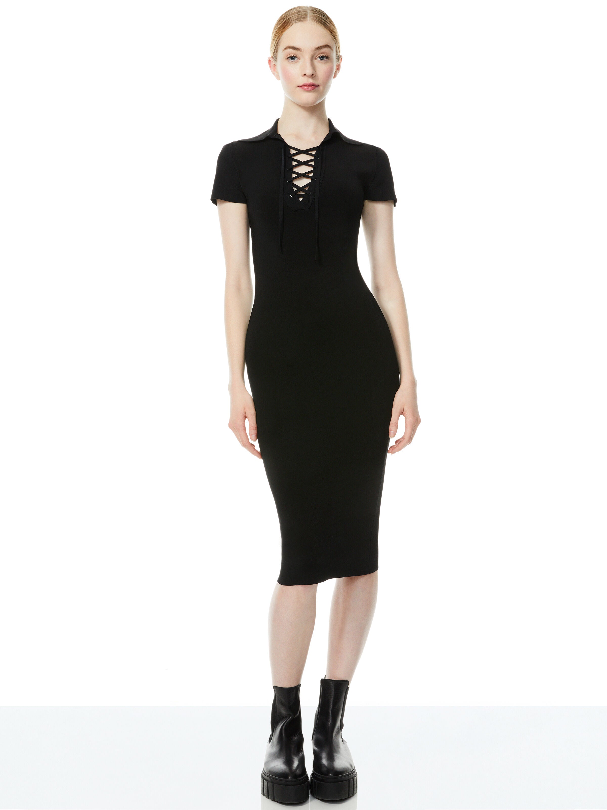 JANNA LACE UP POLO DRESS-ALICE + OLIVIA