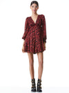 BRIAR BLOUSON SLEEVE MINI DRESS-UPSTATE SCROLL DEEP RUBY-ALICE + OLIVIA