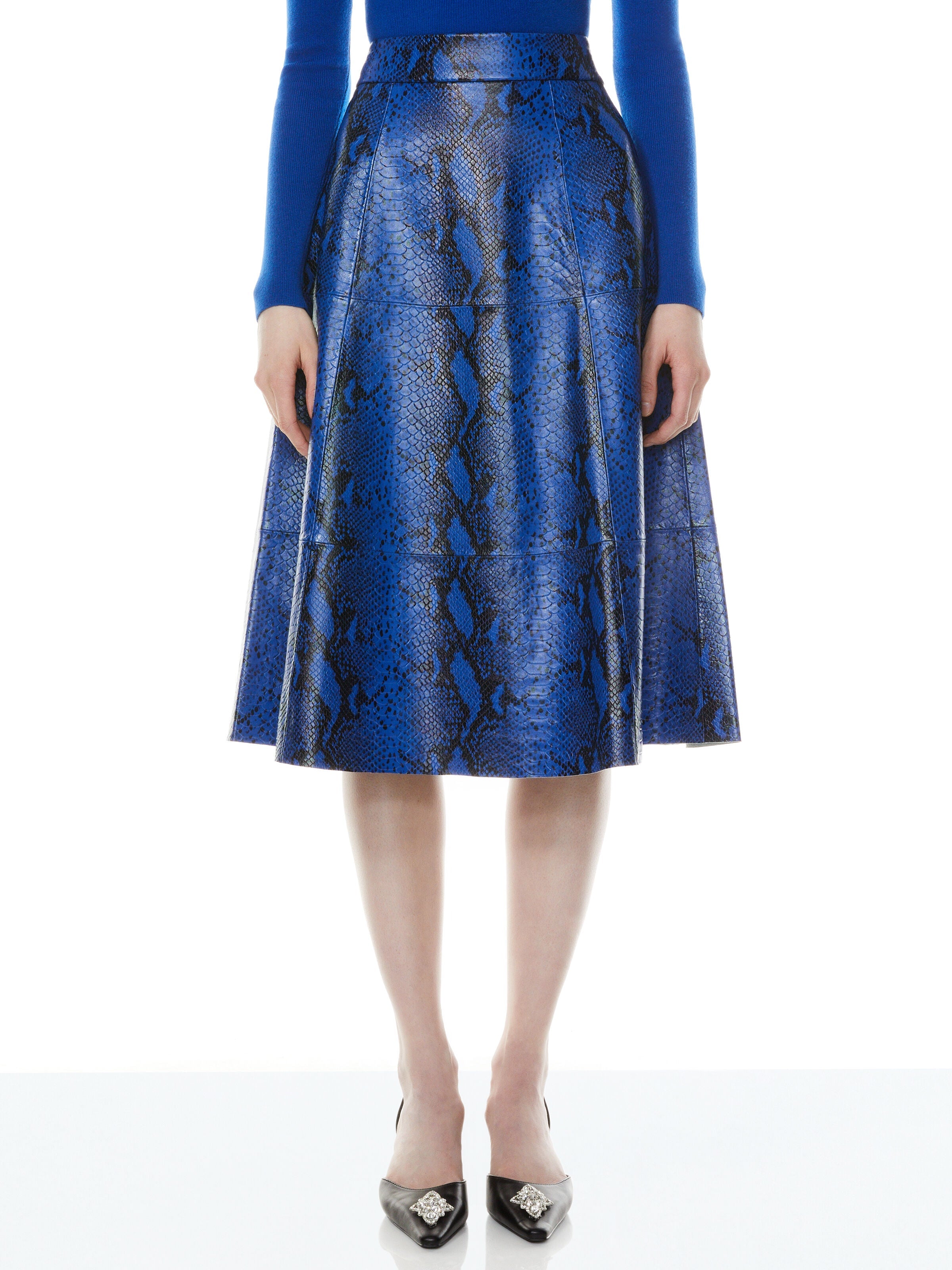 SOSIE LEATHER MIDI SKIRT-ALICE + OLIVIA