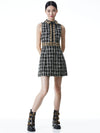 ELLIS CHAIN TRIM MINI DRESS-BLACK/WHITE-ALICE + OLIVIA