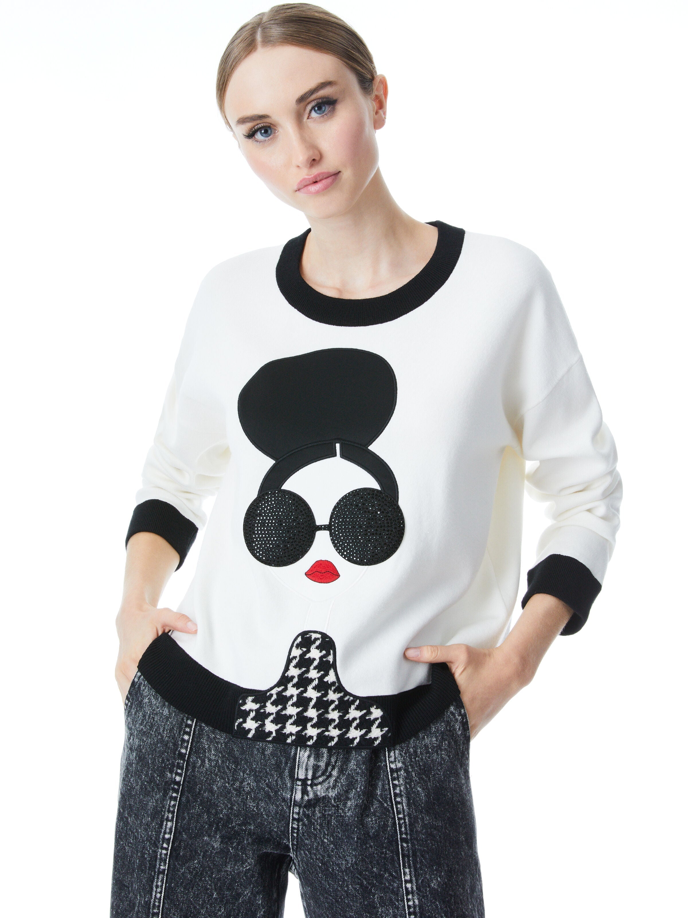 GLEESON STACE FACE PULLOVER-SOFT WHITE/MULTI-ALICE + OLIVIA