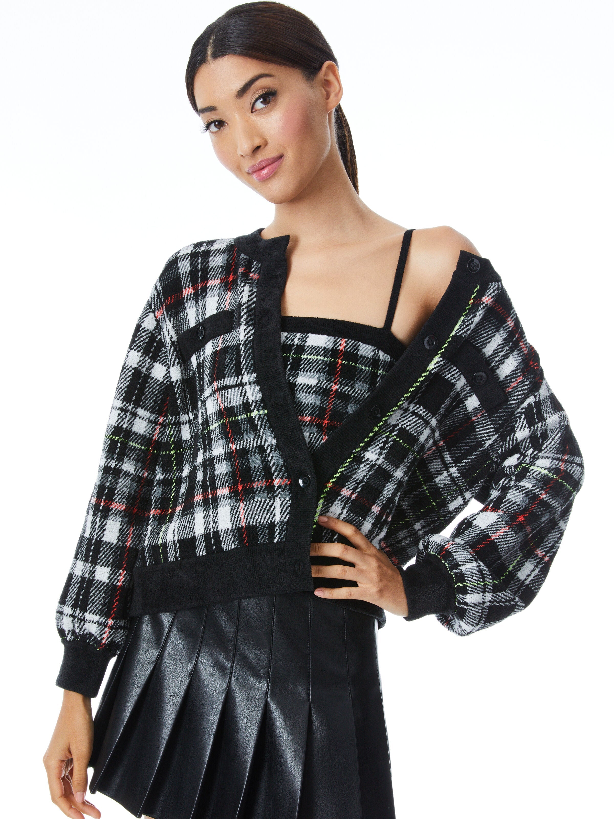 VERENA PLAID CARDIGAN-ALICE + OLIVIA