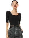 KORI BUTTON FRONT TEE-ALICE + OLIVIA
