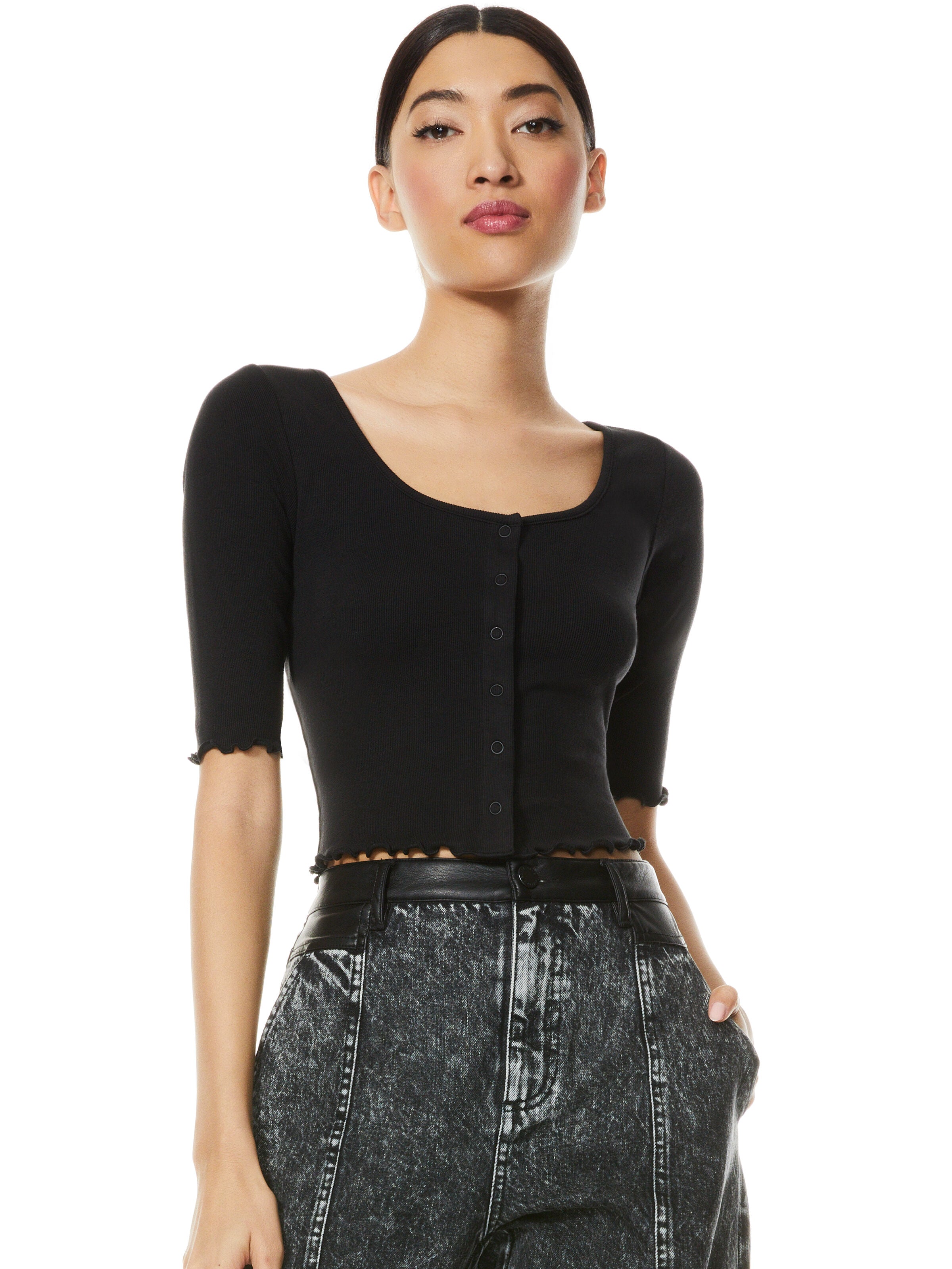 KORI BUTTON FRONT TEE-ALICE + OLIVIA