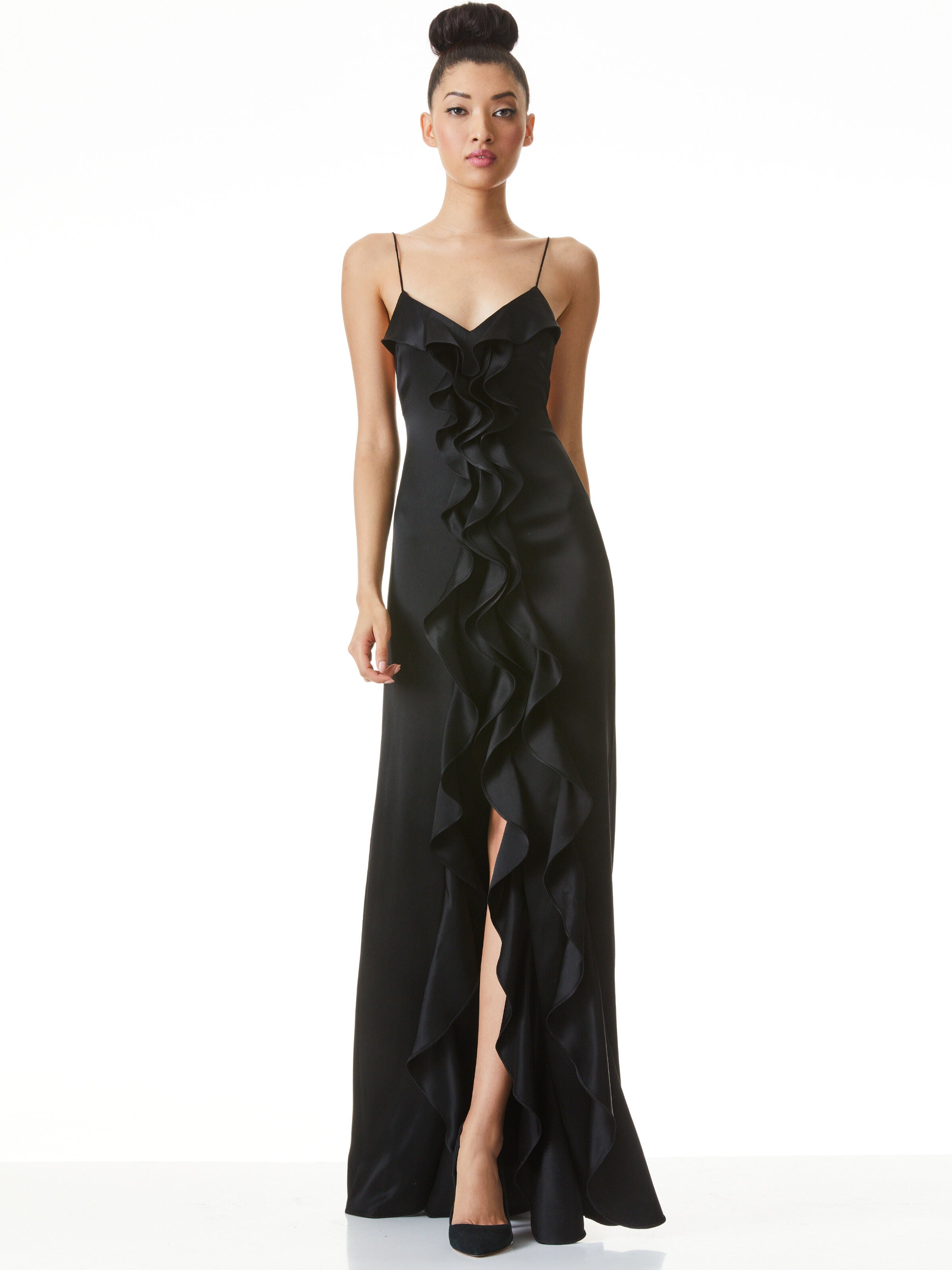 MAYER RUFFLE FRONT MAXI DRESS-ALICE + OLIVIA