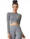 CIARA CRPD LS METALLIC CREW-BLACK METALLIC-ALICE + OLIVIA